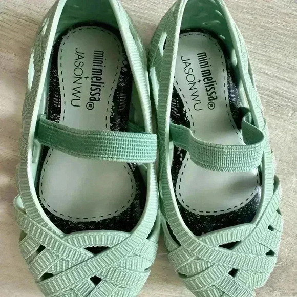 Mini Melissa x Jason Wu Kids baby toddler  Mint Green Ballet Flats Size 6 - Picture 3 of 7